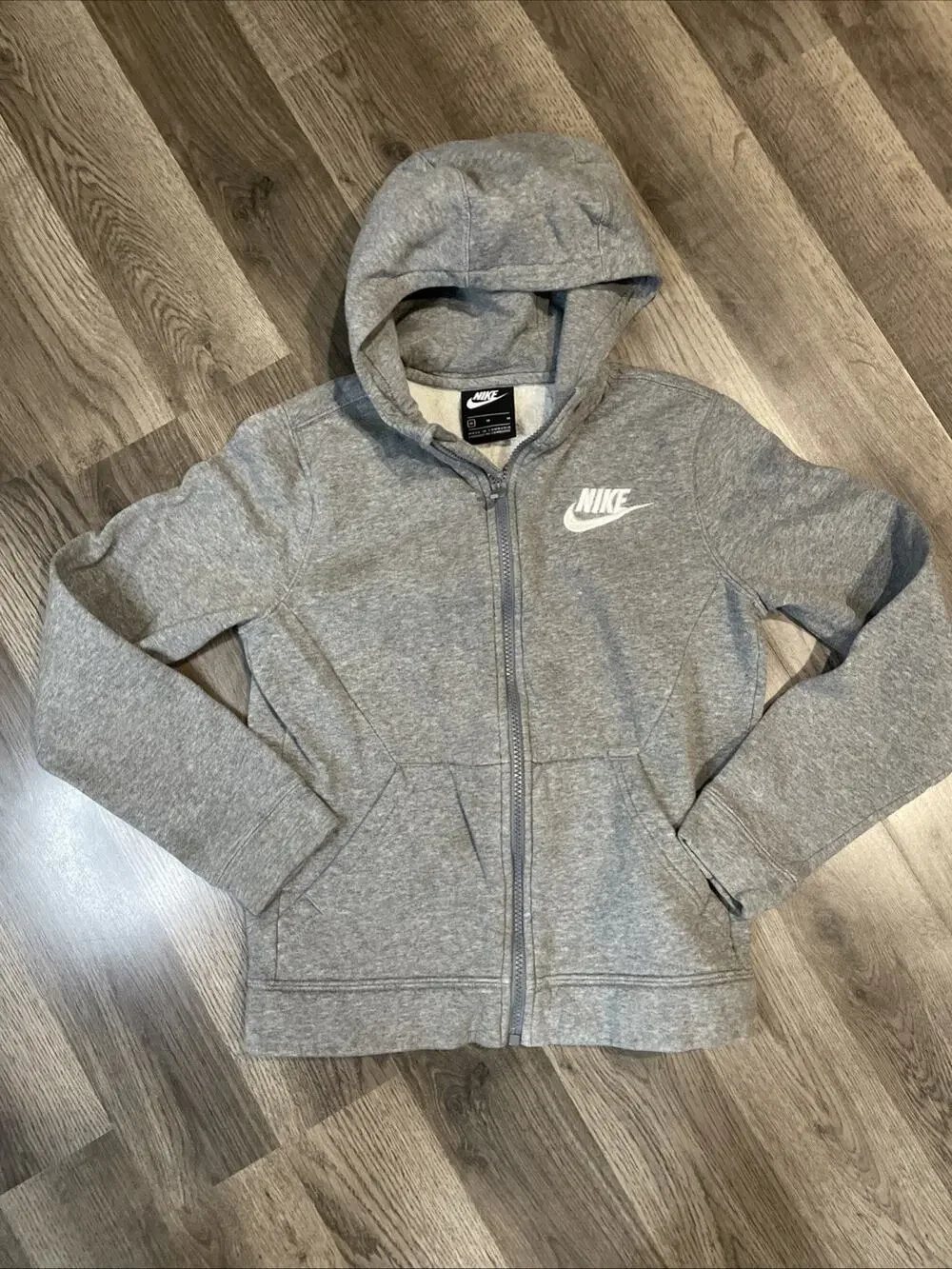 Nike Boys Sportswear Full Zip Gray Hoodie Sweatshirt Size Medium